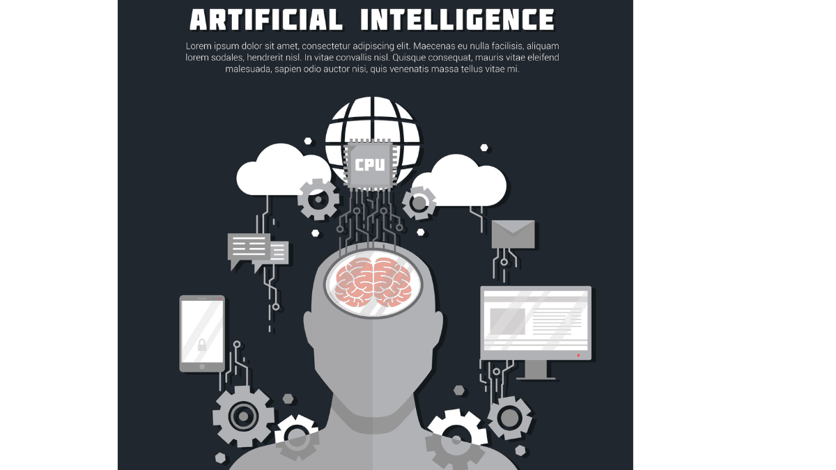 Visual concept of AI resume objective generator using artificial intelligence, cloud, and CPU to build resume content