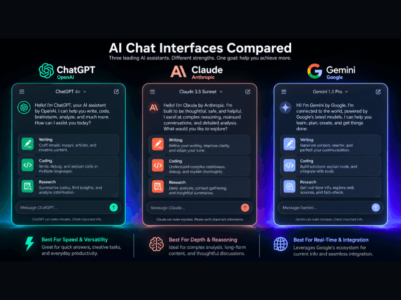 Best Artificial Intelligence Programs 2026 - ChatGPT vs Claude vs Gemini comparison.