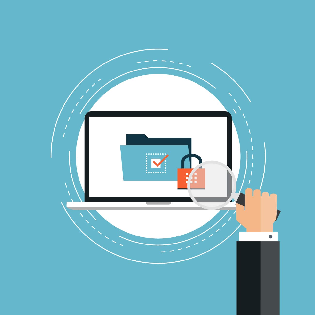 A secured digital folder with a padlock on a laptop screen, symbolizing the privacy and safety of personal data when using ai resume review free tools.