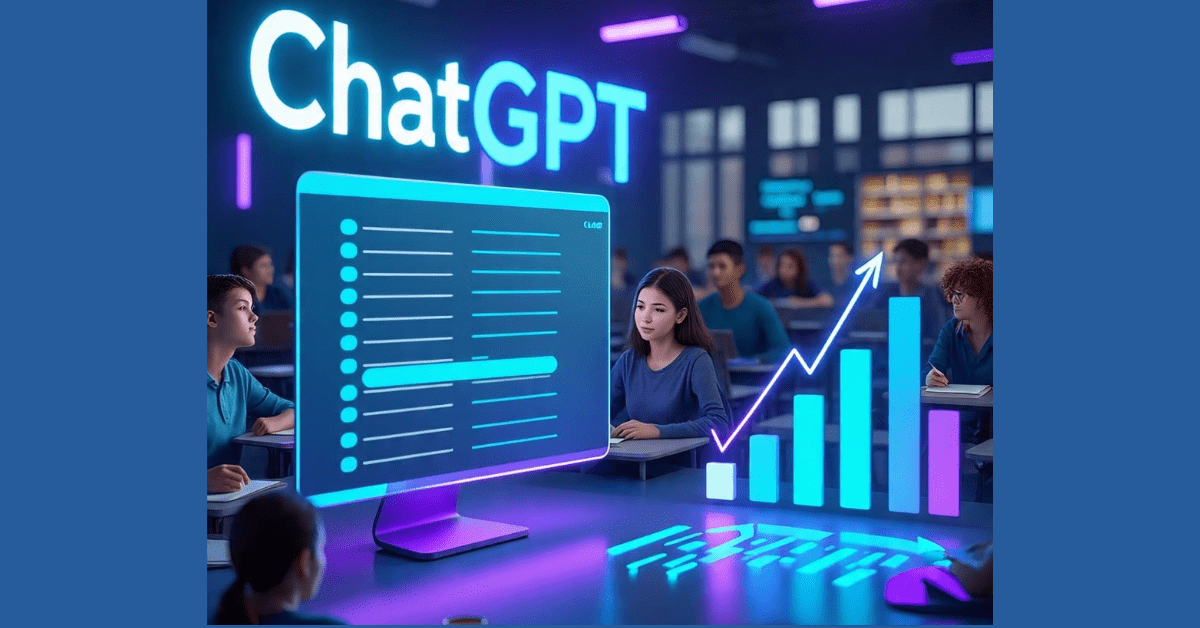 AI course creator ChatGPT 2025 success - Futuristic e-learning dashboard showing course sales growth and student engagement