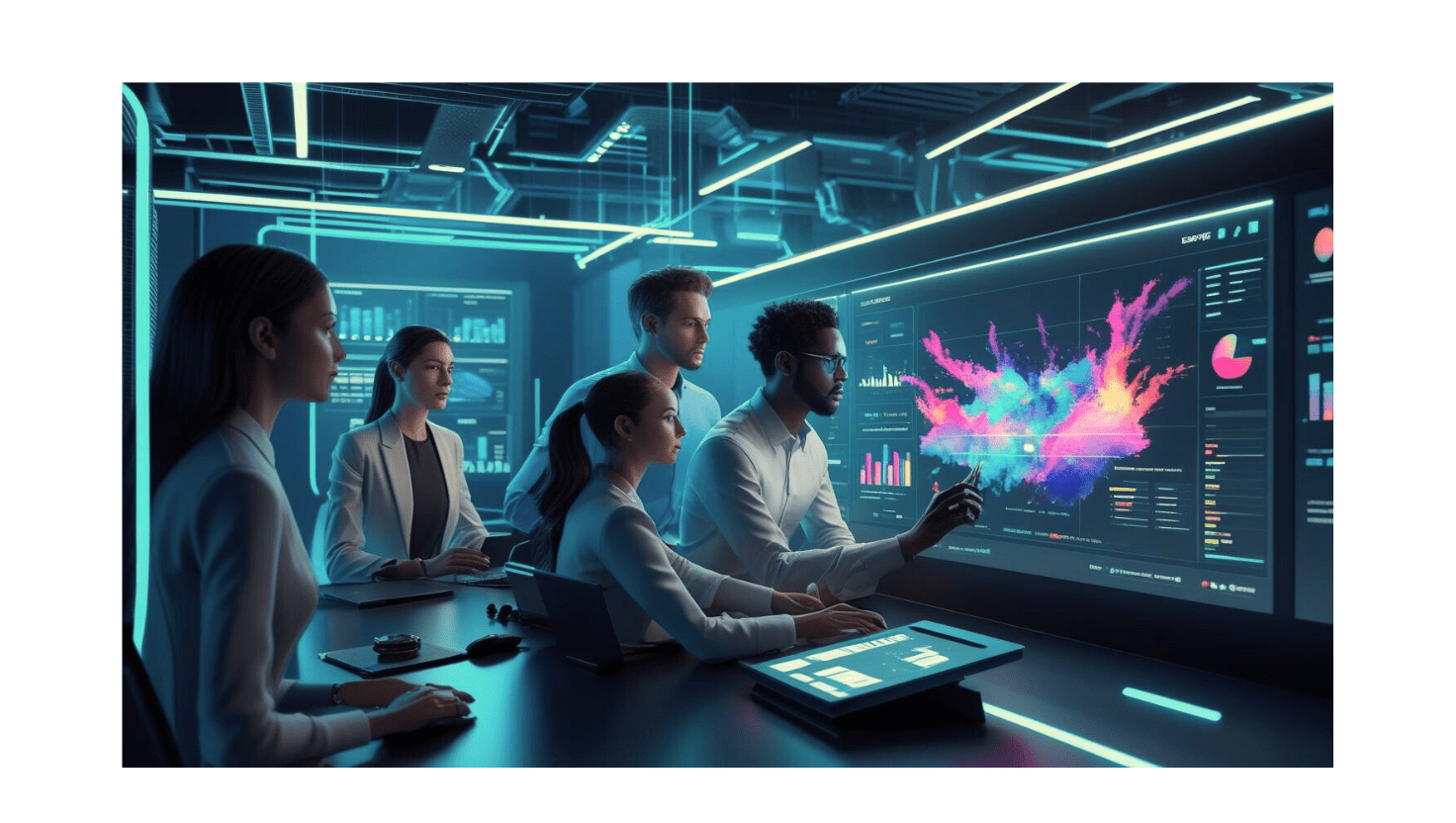 Best AI Courses for Product Managers - A professional analyzing AI-powered analytics dashboard