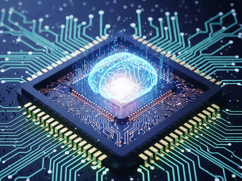 Futuristic brain chip visual representing the power of Meta AI Courses and advanced artificial intelligence technology.