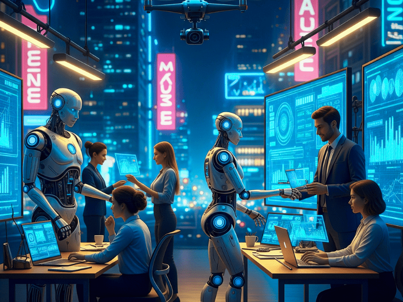 Workplace of the future with robots and humans collaborating – AI course online free