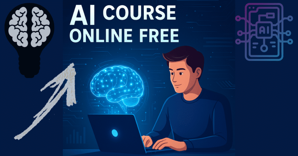 Featured image showing AI course online free learning concept with futuristic design