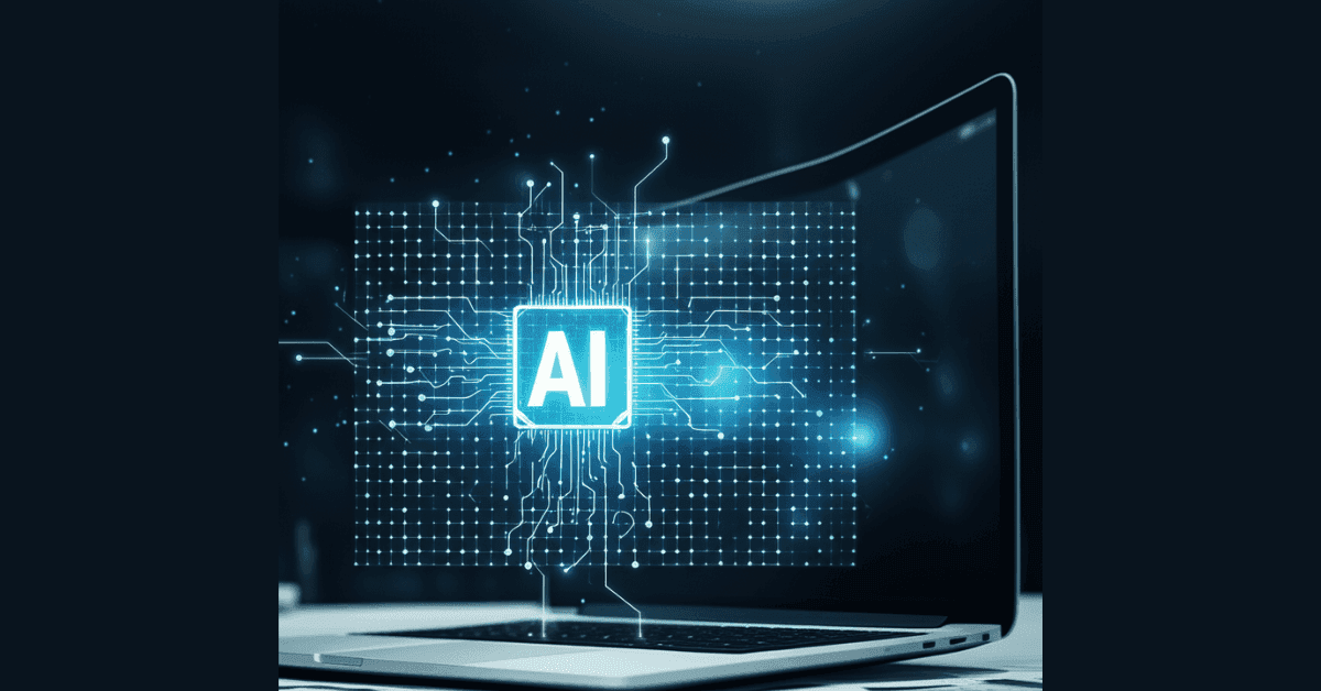 Featured Image for AI Training for Executives Blog: Professional leader with futuristic AI interface.