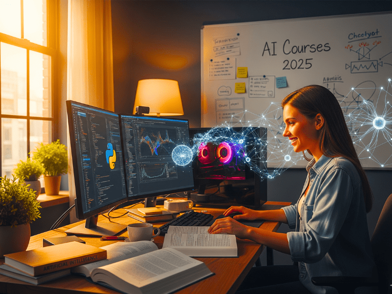 Best AI Courses for Beginners (Free & Paid) in 2025 6 Best AI Courses for Beginners 2025 - Motivational Coding Scene