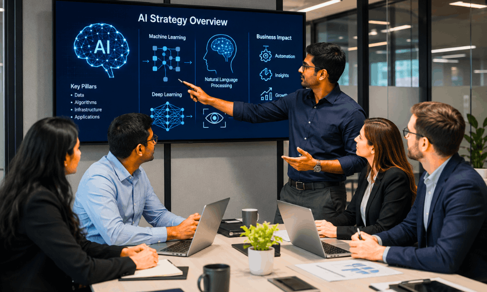 Best AI Courses - AI for Everyone Andrew Ng team strategy discussion.