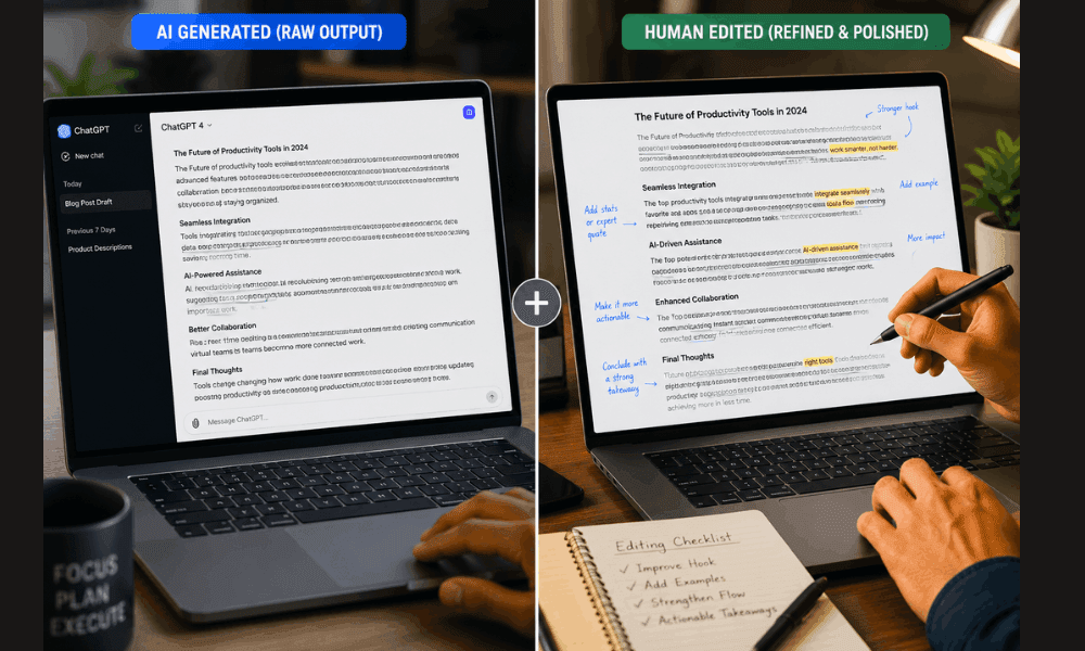 AI vs human editing for Best Content AI Tools SEO safety.