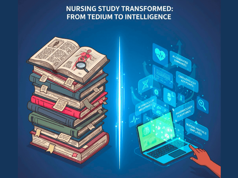 AI transforming nursing study from tedium to intelligence with best AI for nursing students in 2025 summaries and flashcards.