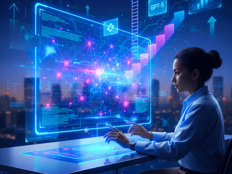 Best AI Prompt Engineer Courses to Boost Your Career in 2026 1 Futuristic AI prompt engineer working on GPT-5 holographic interface for AI Prompt Engineer Courses in 2026, career growth visuals.