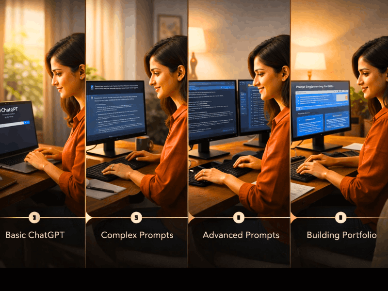 AI Prompt Engineer Jobs Remote - Step by step beginner guide from basic ChatGPT to building portfolio.