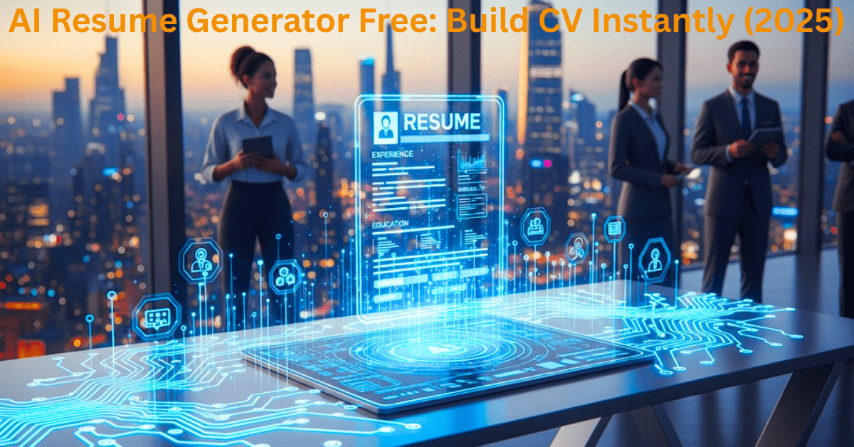 Futuristic AI resume generator free tool creating a holographic CV in 2025