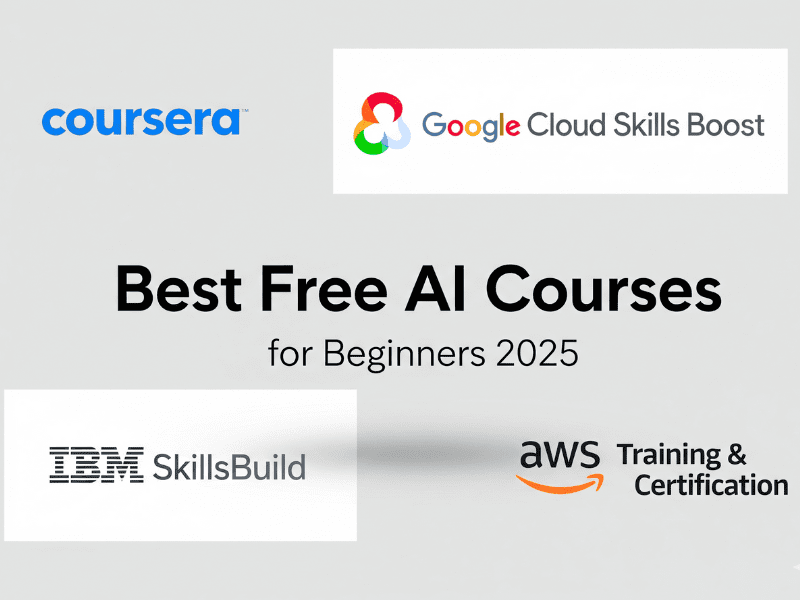 Best AI Courses for Beginners (Free & Paid) in 2025 2 Best AI Courses for Beginners 2025 - Free Course Logos