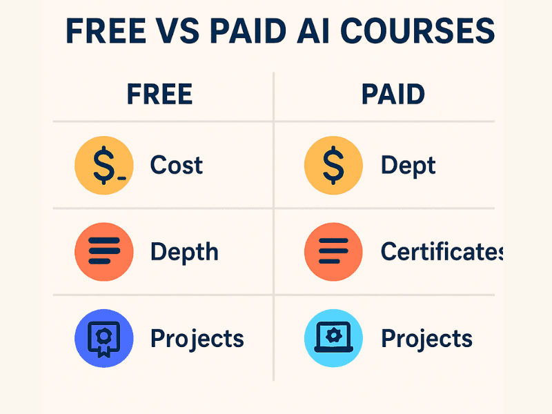 Best AI Courses for Beginners (Free & Paid) in 2025 4 Best AI Courses for Beginners 2025 - Free vs Paid Comparison