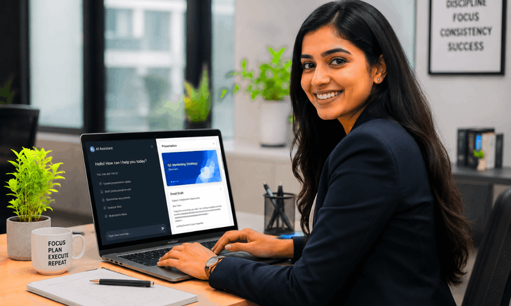 Best AI Courses for Productivity - Google AI Essentials professional using AI tools at work.