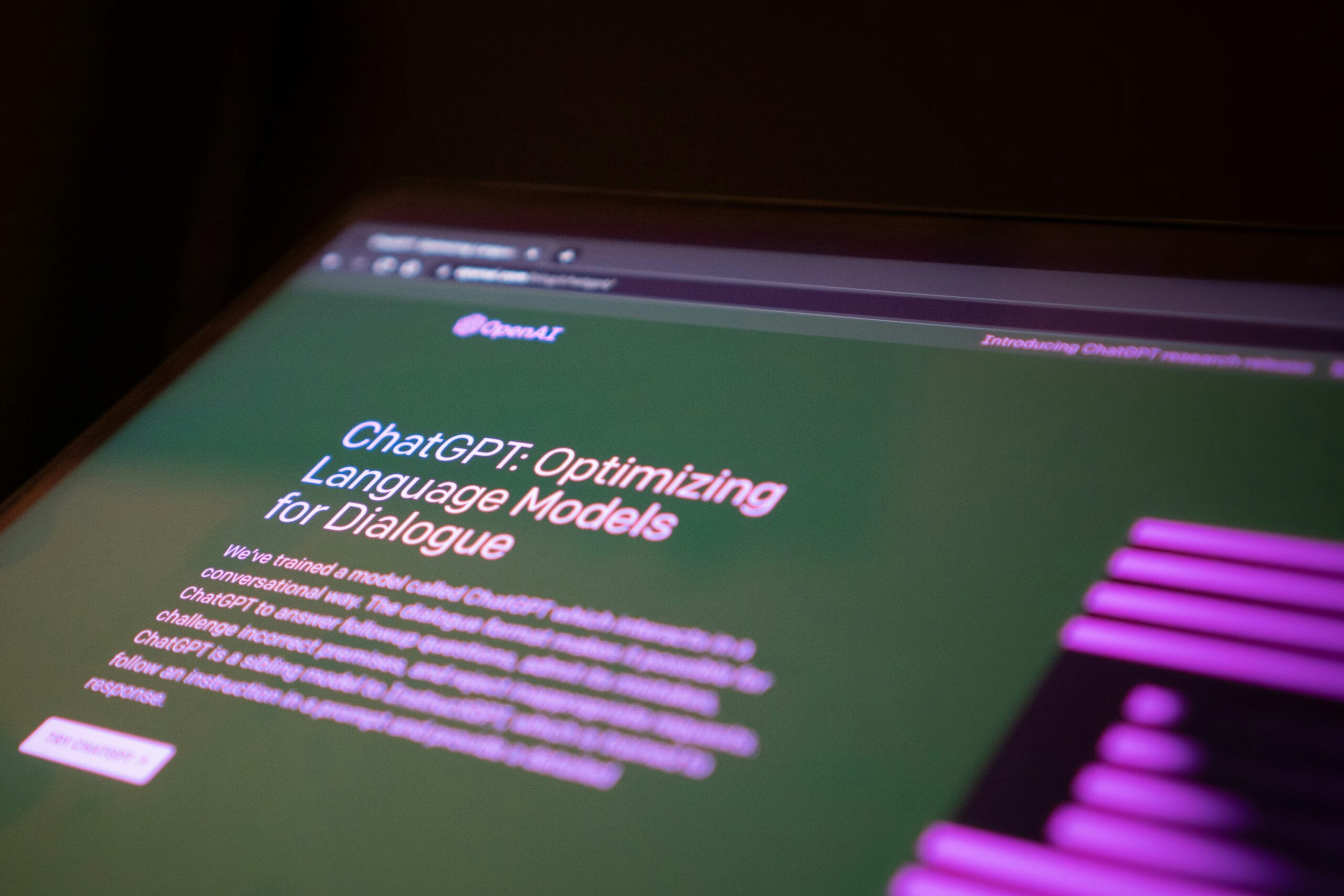 Laptop screen showing ChatGPT introduction by OpenAI — representing the foundation of AI prompt engineer courses and modern AI education in 2025.