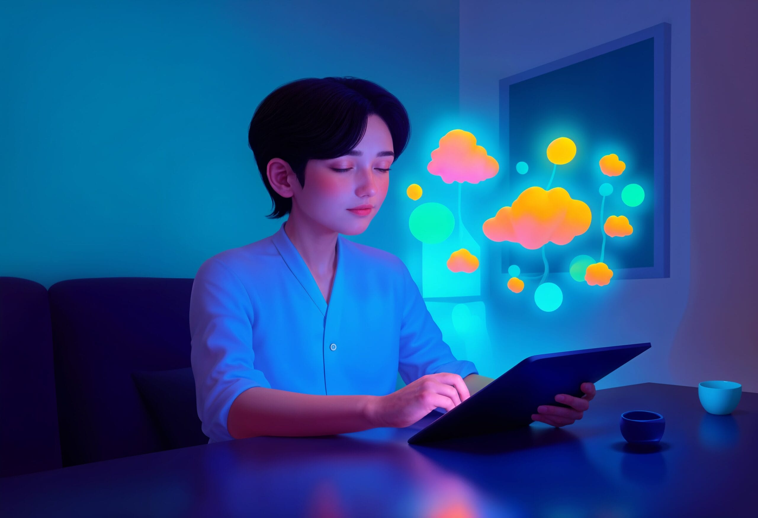 Young freelancer working AI jobs with no degree on laptop from home