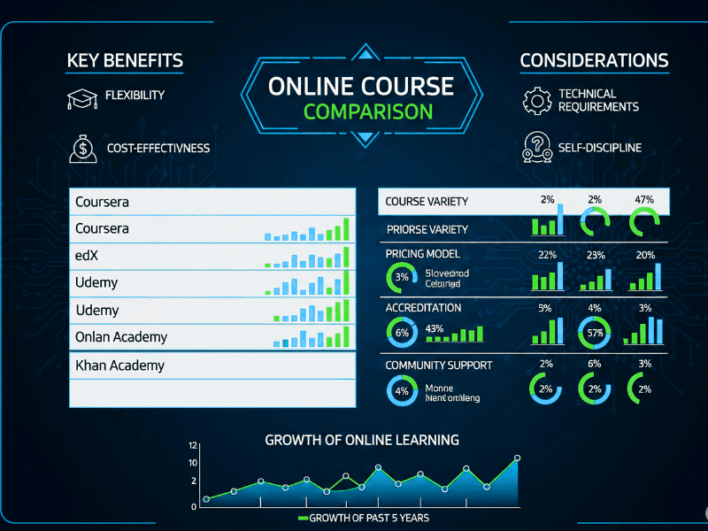 Infographic comparing online prompt AI course platforms