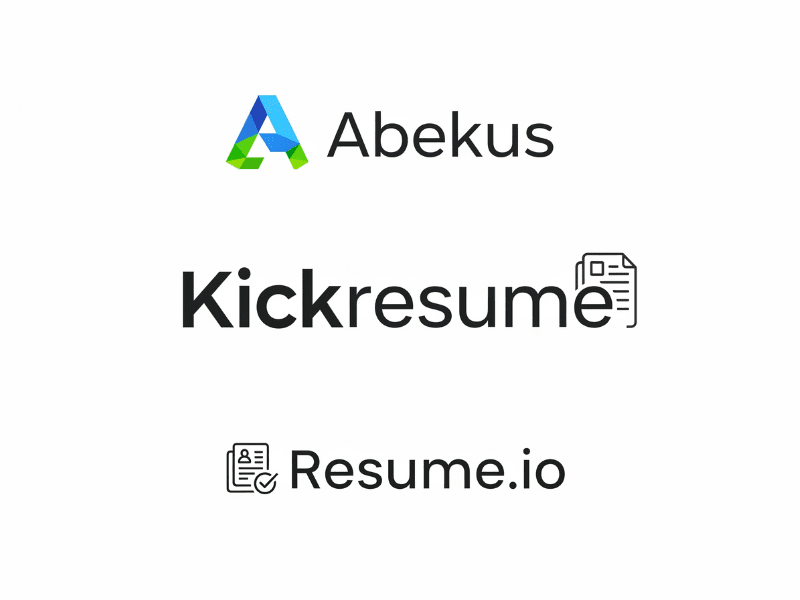 Logos of top Free Resume AI Builder tools for 2025 including Abekus, Kickresume, and Resume.io