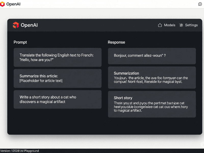 OpenAI Playground screenshot open ai prompt engineering course