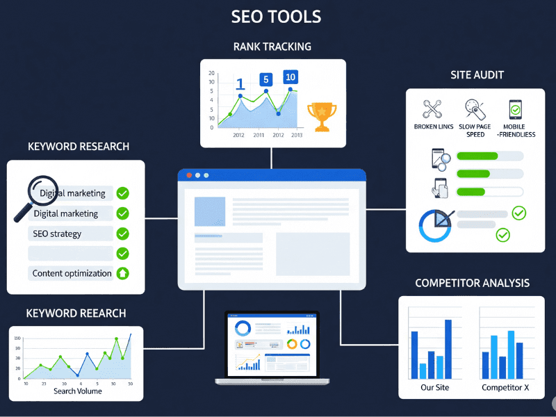 SEO tools infographic for All AI Tool List optimization