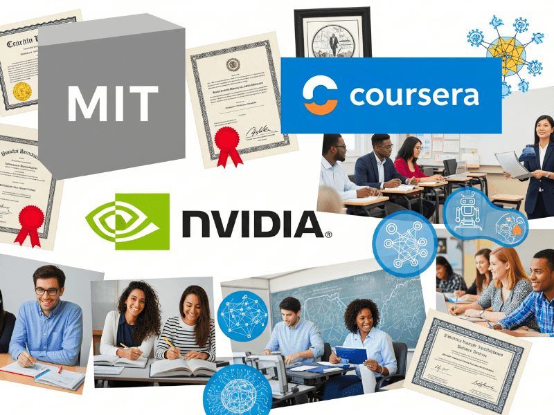 Top paid generative AI courses with certificates 2025, featuring logos from edX, LinkedIn Learning, Udemy, IBM, and DeepLearning.AI.