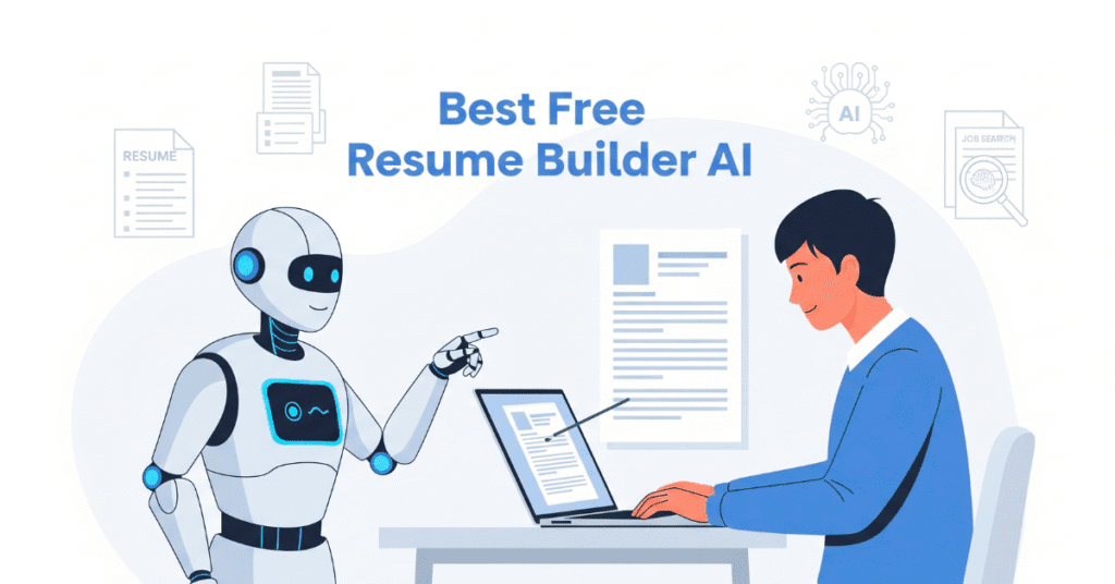 AI helping a person create a resume using best free resume builder tools in 2025