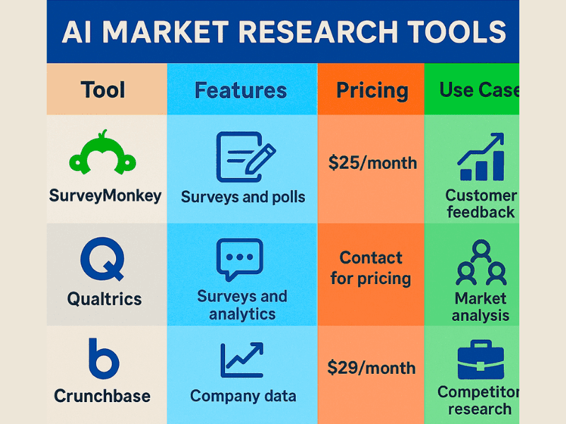 AI market research tools 2025 comparison chart