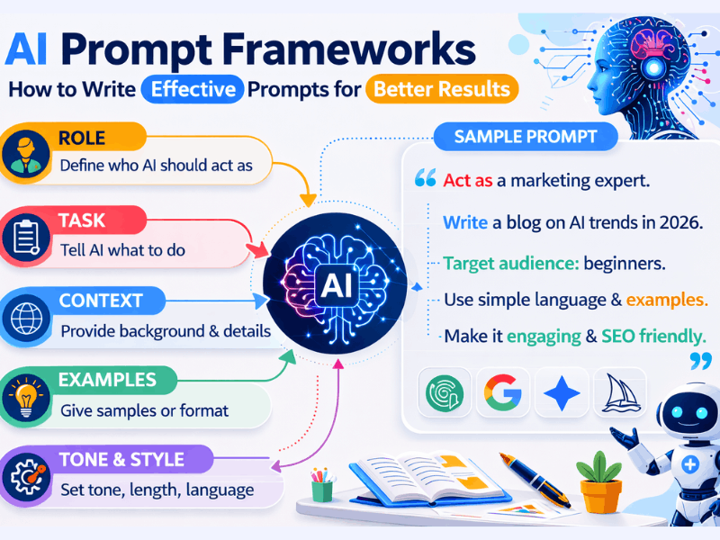 AI Prompt Writing Course: 7 Proven Ways to Succeed 3 AI Prompt Writing Course Frameworks - Role Task Context Examples for Effective Prompts.