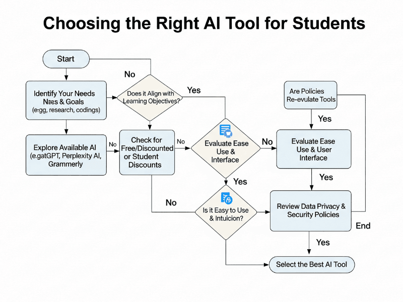 Flowchart for choosing the right AI tool for students free