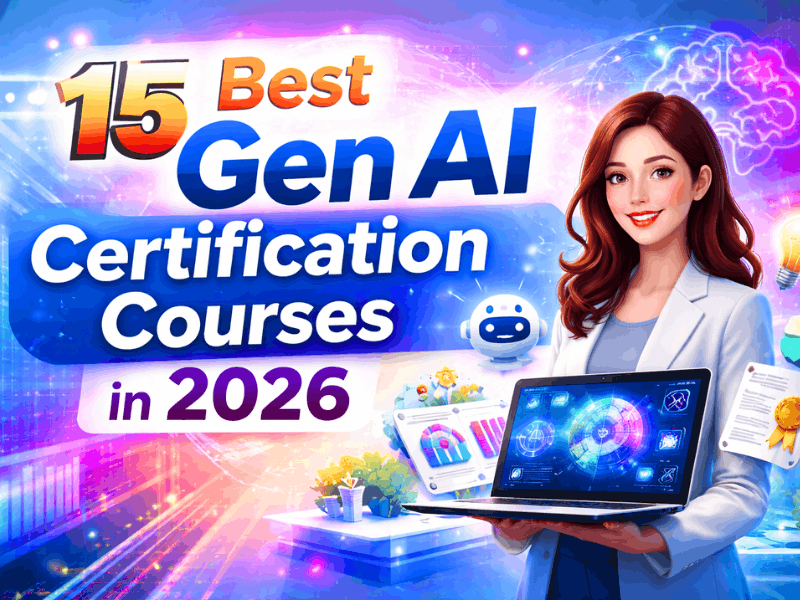 15 Best Gen AI Certification Courses in 2026 – complete guide to top AI certifications, prompt engineering, LLM training, and career growth.