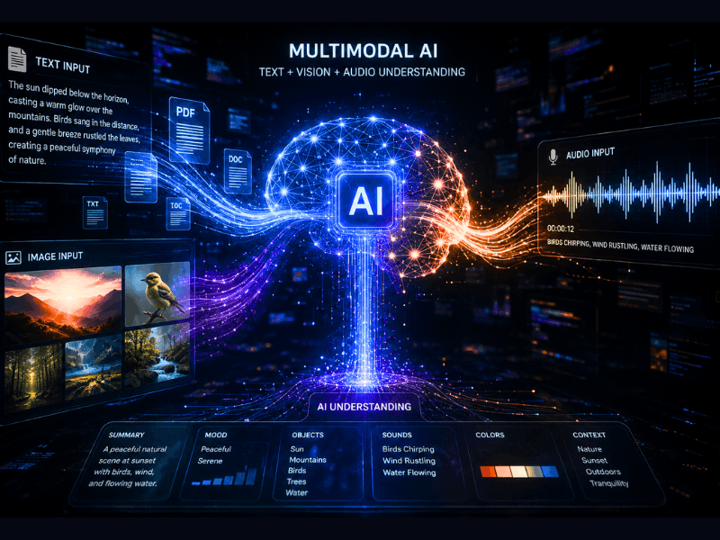 Stanford Generative AI Course - Multimodal AI understanding text, image and audio.