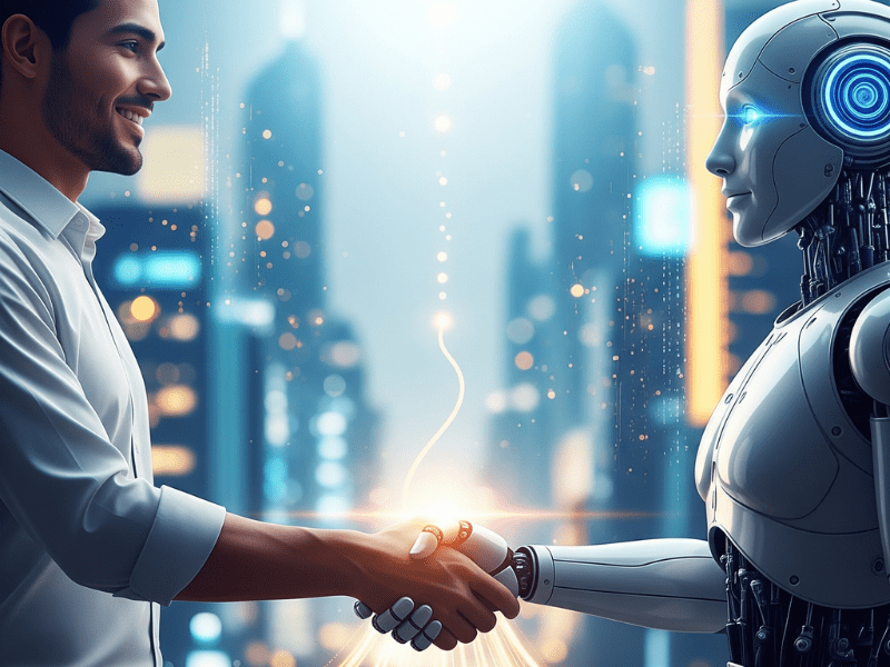 best AI ML online courses motivational human robot handshake