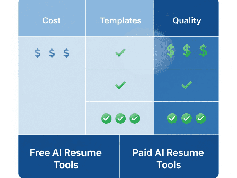 Resume AI Generator Free vs paid tools comparison, cost and quality, 2025 job tools