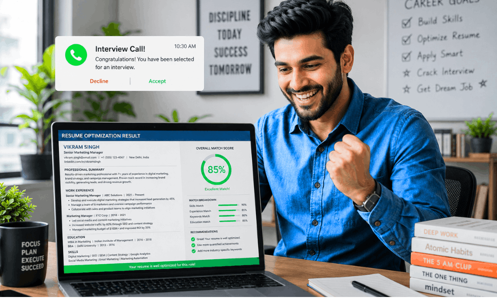 AI Resume Scanner high match score success interview call 2026.