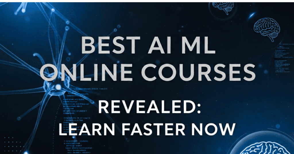 Best AI ML online courses revealed 2025 – futuristic tech background with discover badge and modern French-style design