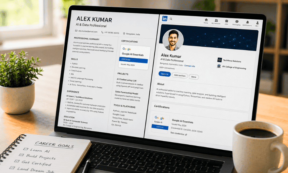 Add free AI certificates to resume and LinkedIn best AI courses online free with certificates.