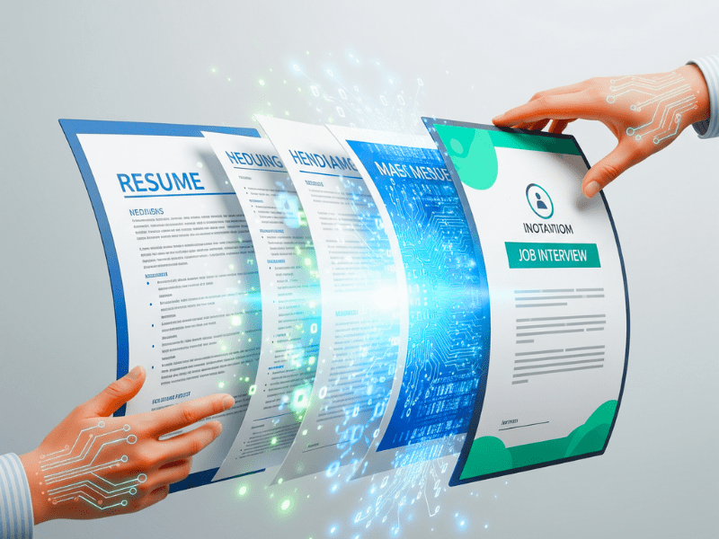 Resume AI Generator Free transforming into job interview invitation, 2025 success