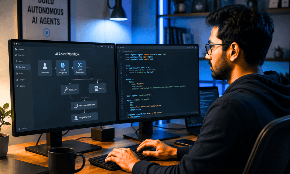 Developer learning technical best AI courses online free with certificates AI agents.