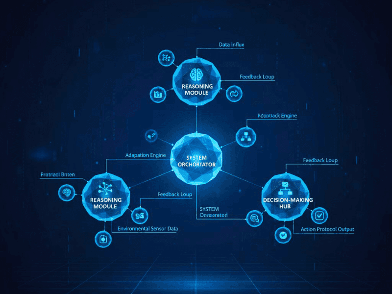 How Agentic AI Certification Courses Work: 3D architectural diagram of advanced Agentic AI multi-agent system.