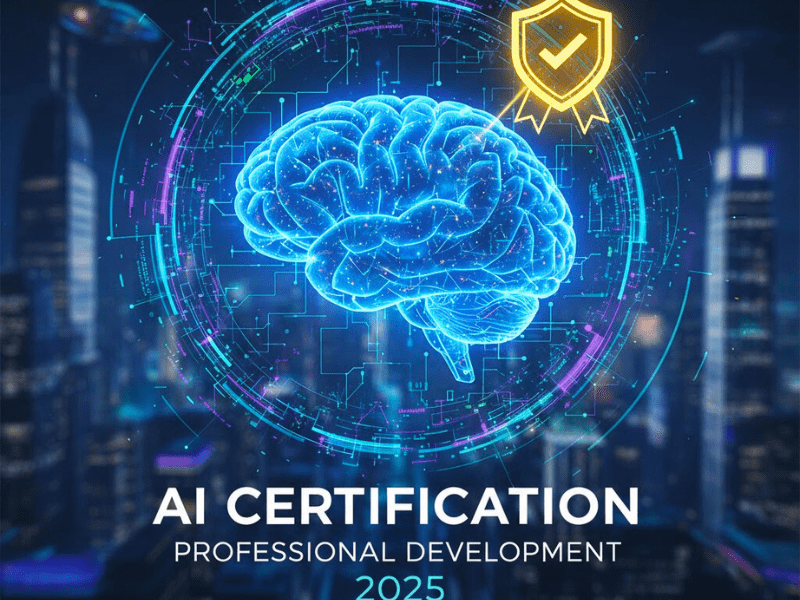 How to choose the best AI certification program 2025 futuristic digital brain certificate icon professional development.