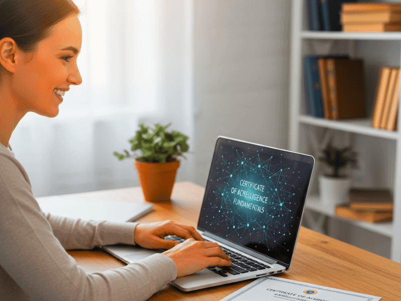 Free AI Certificate Programs for Beginners - Woman Learning on Laptop