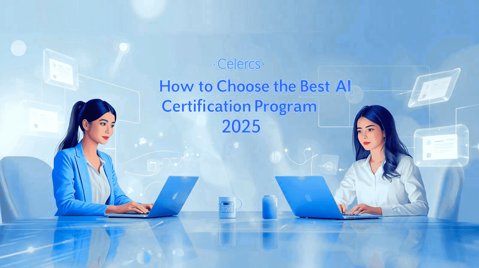 How to Choose the Best AI Certification Program 2025 1 Elegant French-style illustration showing learners and professionals exploring AI certification programs online in 2025, with holographic certificates, laptops, and futuristic workspace — representing the concept of how to choose the best AI certification program 2025..