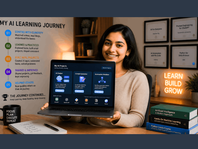 how to learn AI skills for beginners - building AI portfolio and career success.