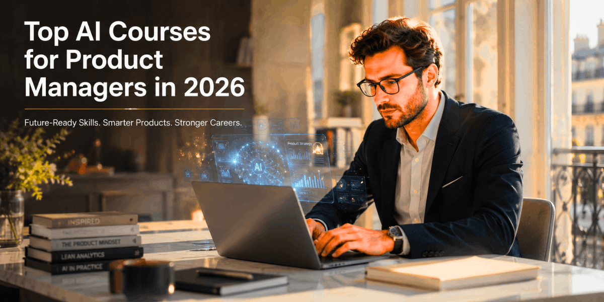 Top AI Courses for Product Managers in 2026 (No Coding Required) 1 Top AI courses for product managers in 2026 — non-technical PM working with AI tools, representing what are the best AI courses for product managers.