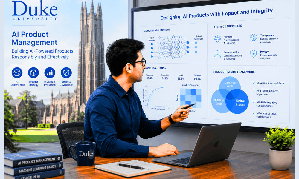 Top AI Courses for Product Managers in 2026 (No Coding Required) 4 Duke AI Product Management Specialization Coursera for product managers.