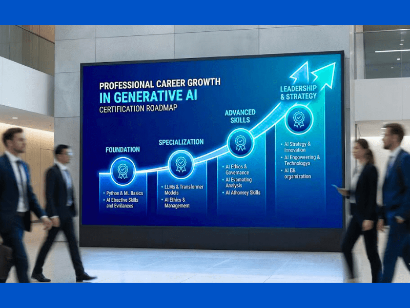Which Gen AI Certification Is Best for Your Career? Expert Breakdown (2025) 1 Which Gen AI Certification is Best: Professional Career Growth Roadmap in Generative AI 2025 Infographic