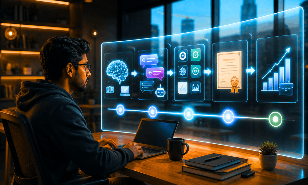 Free AI Course for Beginners No Coding – step-by-step AI learning roadmap for beginners.