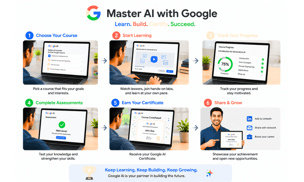 generative ai free course with certificate by google step by step guide.