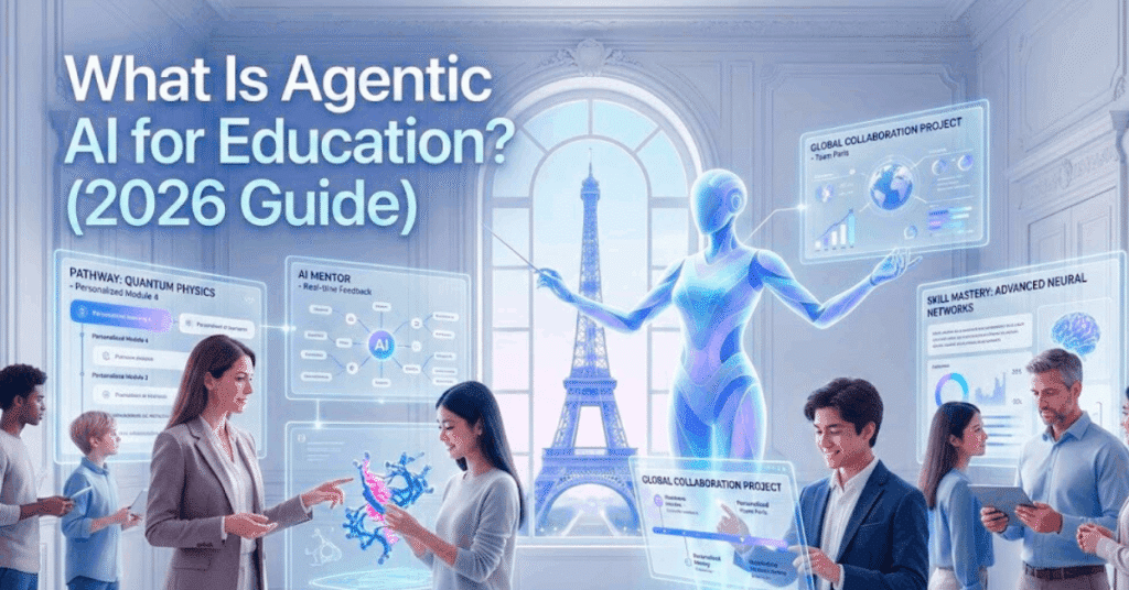 What Is Agentic AI for Education in 2026 – future classroom with intelligent AI learning agents.